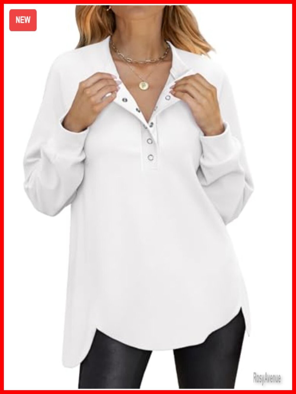 ANRABESS Women's Oversized Henley Tunic Sweatshirt Long Sleeve Pullover